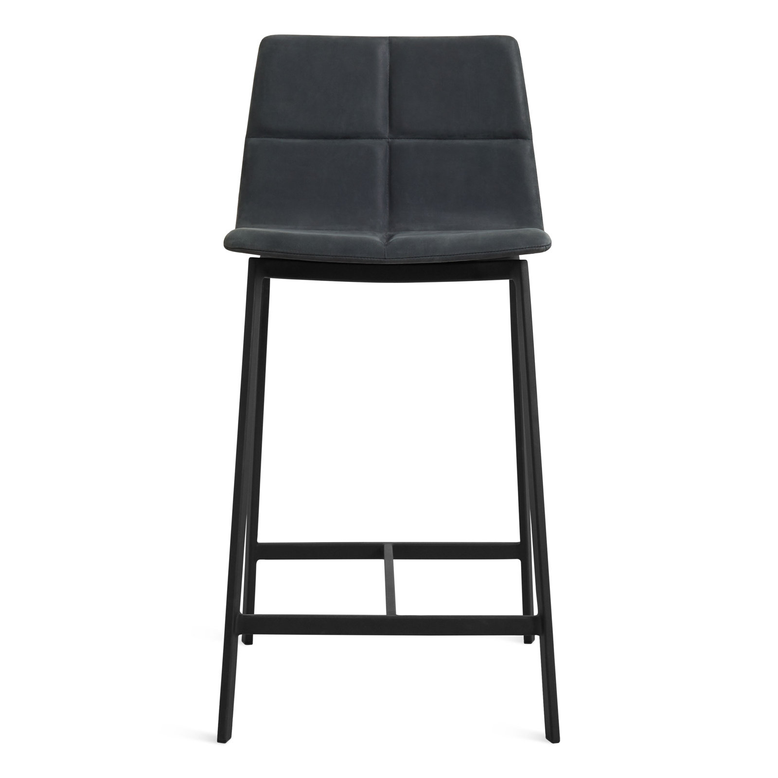 Between Us Stool, Black, Bar Stool (31" Seat Height), Ink Genuine Leather