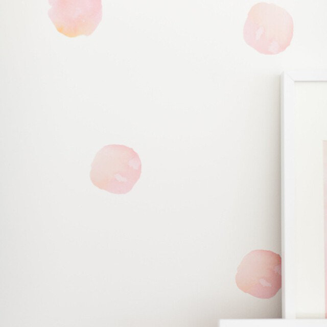 Adhésif décoratif pois aquarelle, Rose