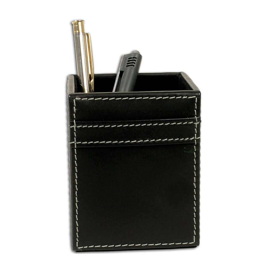 Mehta Leather Pencil Cup in Rustic Black Charlton Home®