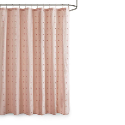 Rideau de douche en coton jacquard à pompons
