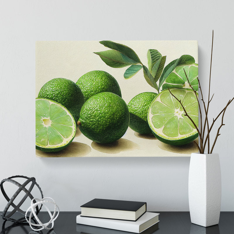 Watercolour Lime Fruit - Wrapped Canvas, 35cm H x 50cm W x 3cm D
