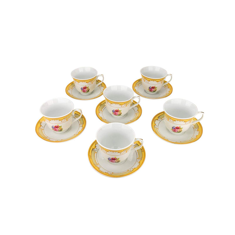 Scheffer Porcelain Teacup and Saucer, Gold