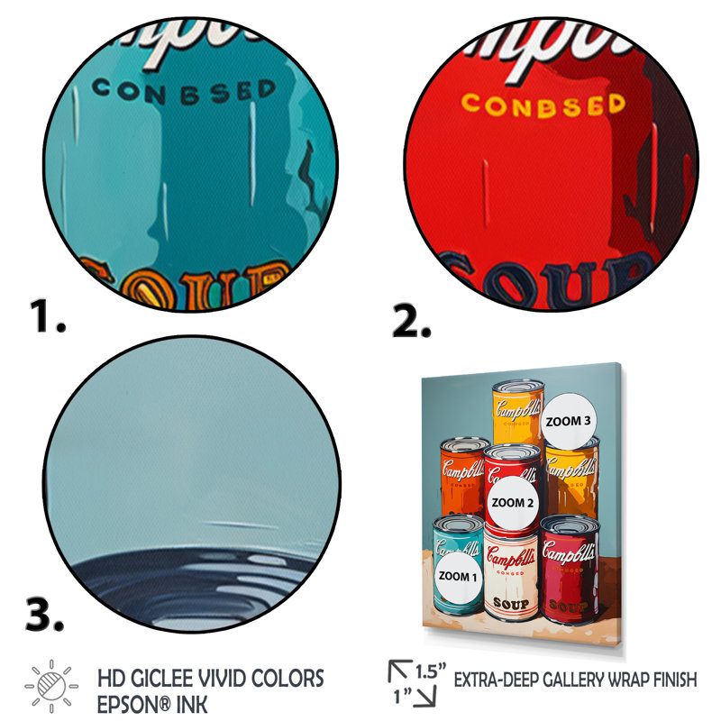 «Tildra Pop Art Campbells Soup III», reproduction sur toile, Cadre photo noir, H 20 po x l 12 po x P 1 po