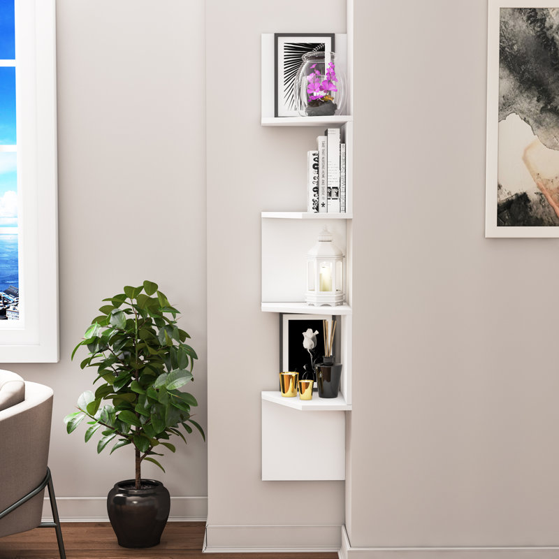 Aaronn 4 Tier Floating Shelf, White