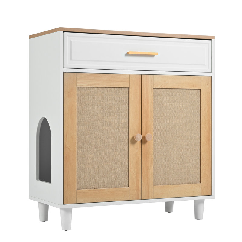 Enceinte de litière moderne pour chat avec station de charge, conception en bois MDF