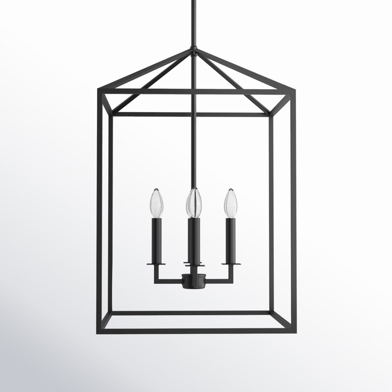 Ellis 4 - Light Dimmable Lantern Square / Rectangle Chandelier, 23.25" H x 15.5" W x 15.5" D, No, Midnight Black