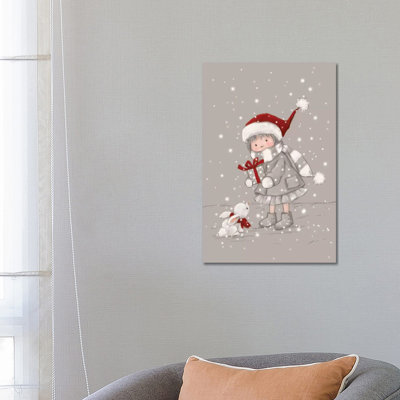 Girl with Rabbit 1 Piece Wrapped Canvas Wall Art