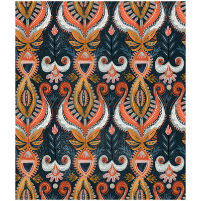 Papier peint pelez et collez floral damassé rétro Boho