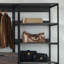 Walk-in avec armature en métal thermolaqué durable, rangement extra profond, résistance à l'eau et à la chaleur, panneau de qualité E0 Scratch Scratch, 2 fois plus épais, fabrication modulaire, aspect rustique,