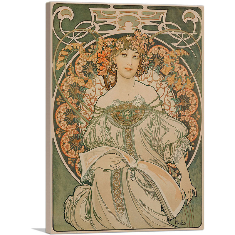 «Champenois Imprimeur-Editeur - Green 1897» par Alphonse Mucha, reproduction d'art sur toile tendue