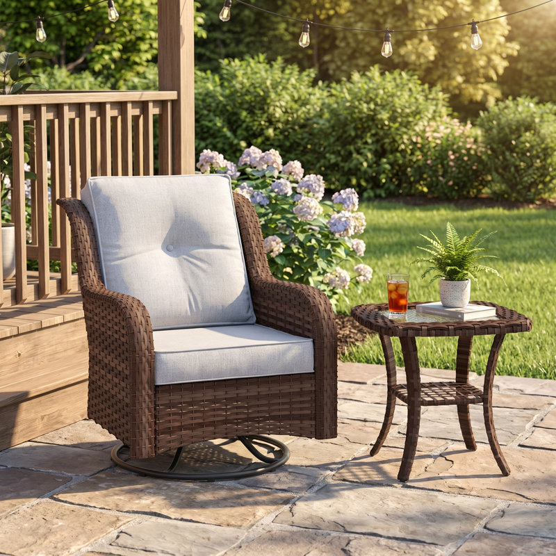 Chaise berçante de patio pivotante avec table d'appoint, Gris