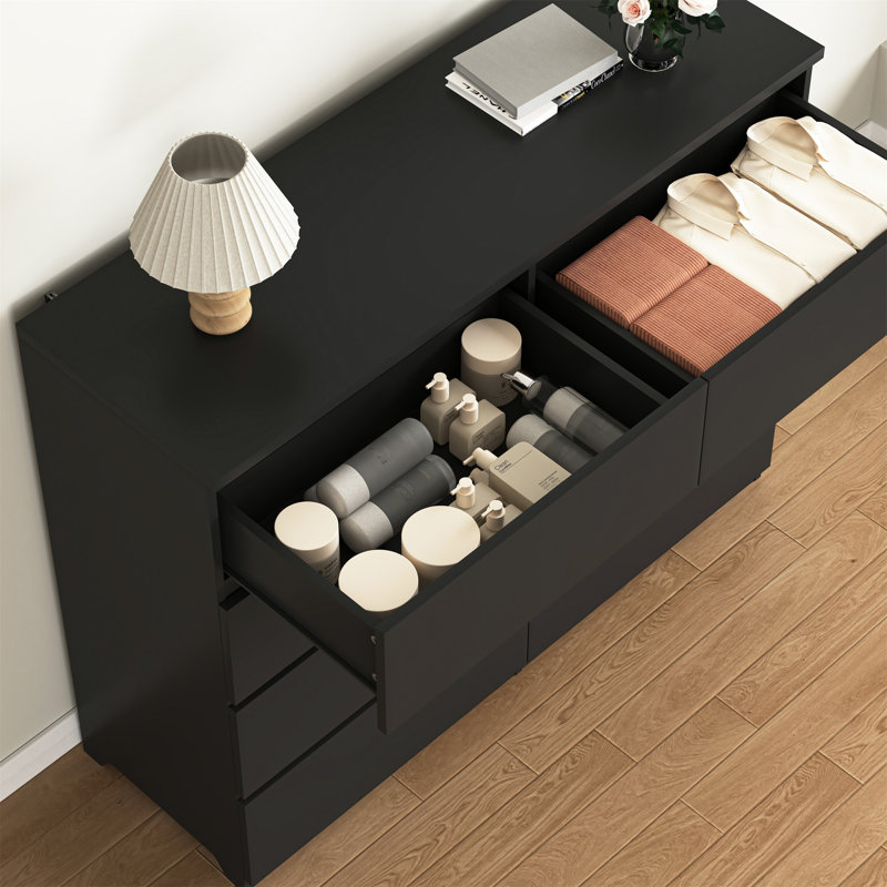 8 Drawers Dresser For Bedroom, Black