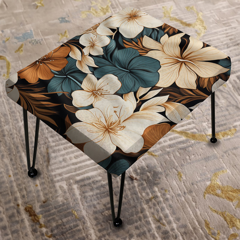 Monochrome Serenity Tropical Pattern I - Tropical Rectangle Ottoman