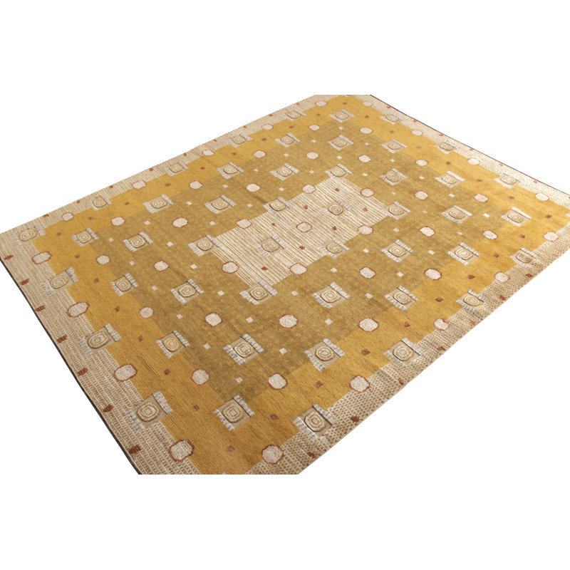 Scandinavian Hand Knotted Wool Geometric Area Rug, Rectangle 8' x 10'