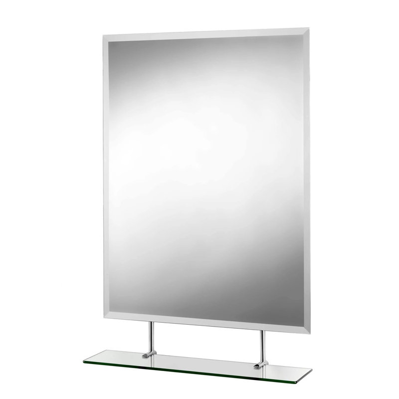 Glass Flat Wall Mirror with Shelves
