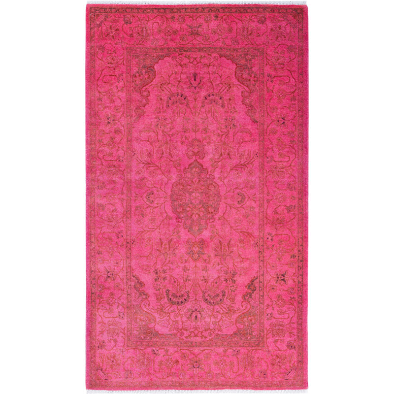 Overdyed Hand-Knotted Wool Modern-Contemporary Pink Area Rug 3' 1" x 5' 6"