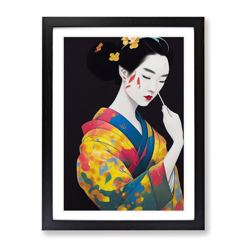 Drip Geisha No.5 - Framed Print, 64cm H x 46cm W x 2cm D, Black
