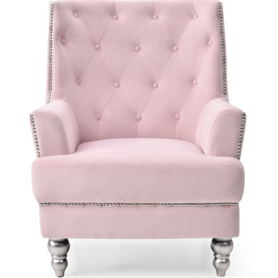 Belle chaise rose avec accoudoirs ronds - 37 po de hauteur, 30 po de largeur, 33 po de profondeur, rembourrage en mousse de velours, aucun assemblage requis, siège de 19 po Magnifique siège traditionnel vibrant en velours rembourré de 37 po x l 30 po x P 33 po, assemblage, pour