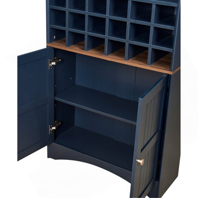 Armoire à vin arquée en bois avec support à vin amovible, armoire de rangement en MDF anti-égratignures avec tablettes réglables, bibliothèque à boissons alcoolisées autoportante pour le salon et la salle à manger