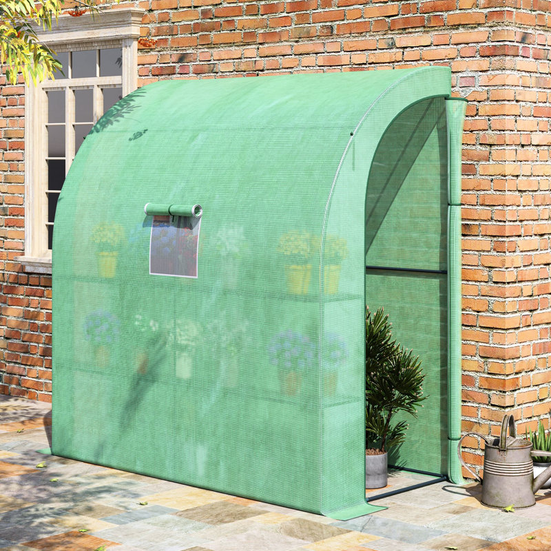 7' X 3' Greenhouse With Pe Cover, Galvanized Steel Frame, 3 Wire Shelves, Zippered Doors And Roll Up Window For Outdoor Use Walk-In Thriving Plant Life, 80.48" D 40.19" W 86.77" H, Cover