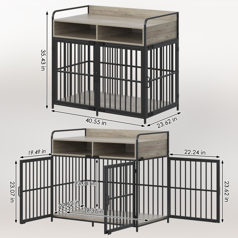 Meuble pour cage Saudism, Gris rustique / noir