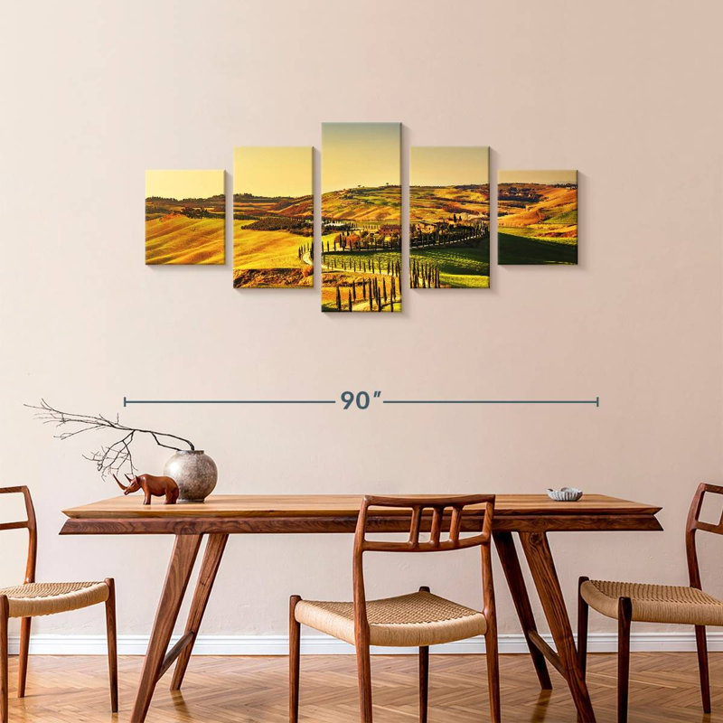 Coucher de soleil en Toscane, H 36 po x l 80 po