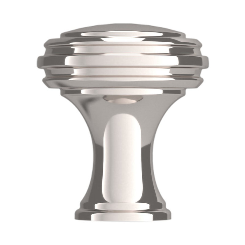 Polished Nickel Round Brass Knob with Mounting Hardware