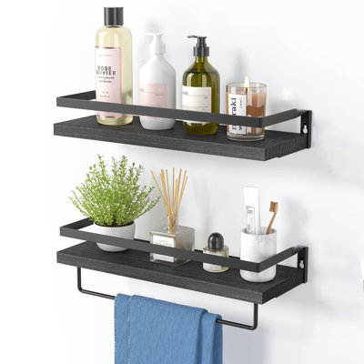 2 Piece Floating Shelf with Towel Bar