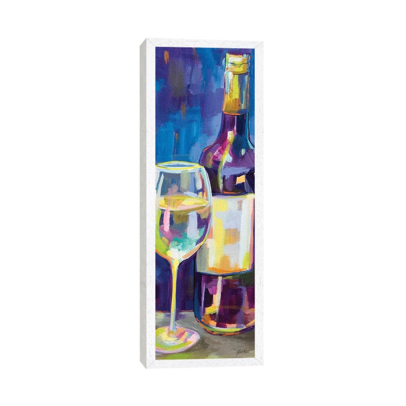 Floral Party II by Jeanette Vertentes - Panoramic Painting on Canvas, 91.44cm H x 30.48cm W x 3.81cm D, White Framed