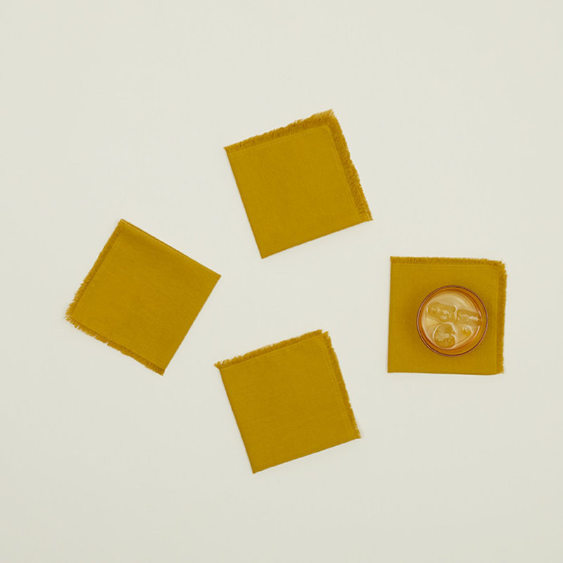Essential Cocktail Napkin- Set Of 4, Mustard