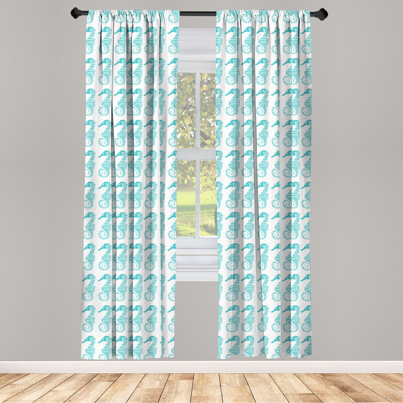 Seahorse Semi-Sheer Rod Pocket Curtain Panels, 28" x 95"