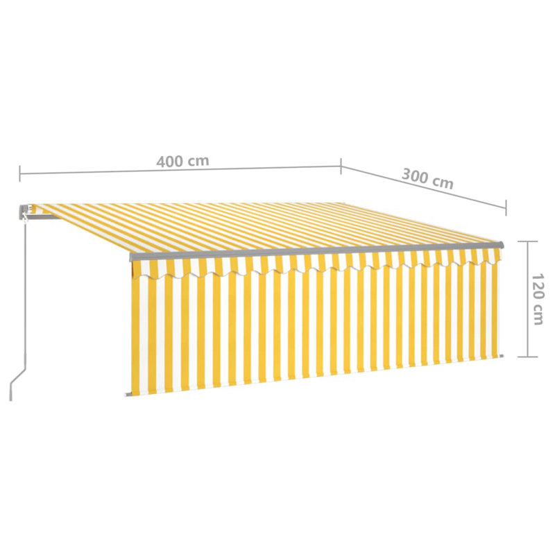 Dakota Fields Polyester Yellow/White Cover Retractable Patio Awning, 350cm W x 250cm D, Yellow/White, Striped 1
