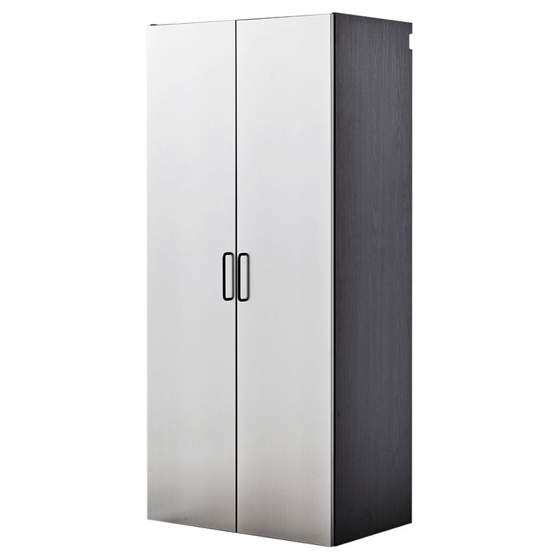 32 In. W X 79 H 20 D Contemporary Wall Mounted Storage Cabinet, Metallic Grey Color, Drawers, Water And Heat Resistance, Double Thickness Edge Banding, E0-Grade , Shelf Measure, Heavy-Duty Bracket