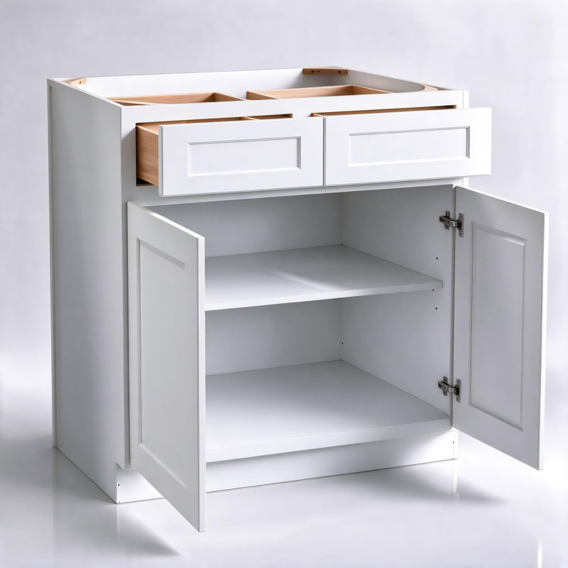Blenzia S6 White Shaker Cabinet Ready-to-Assemble Plywood and Medium Density Fiberboard (MDF) Shaker