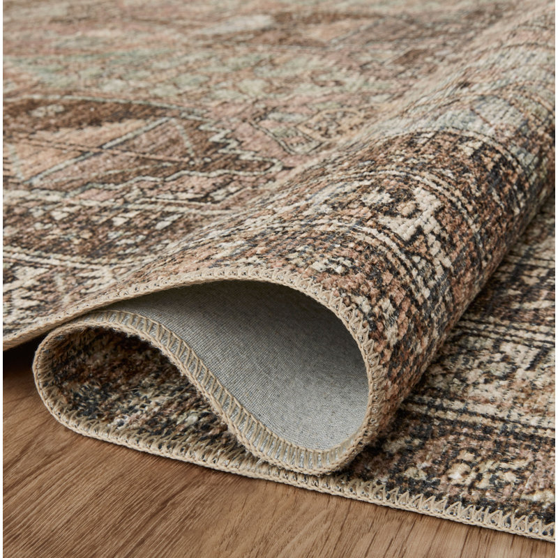 Tapis oriental argile / sauge Billie, Carré 1 pi 6 po