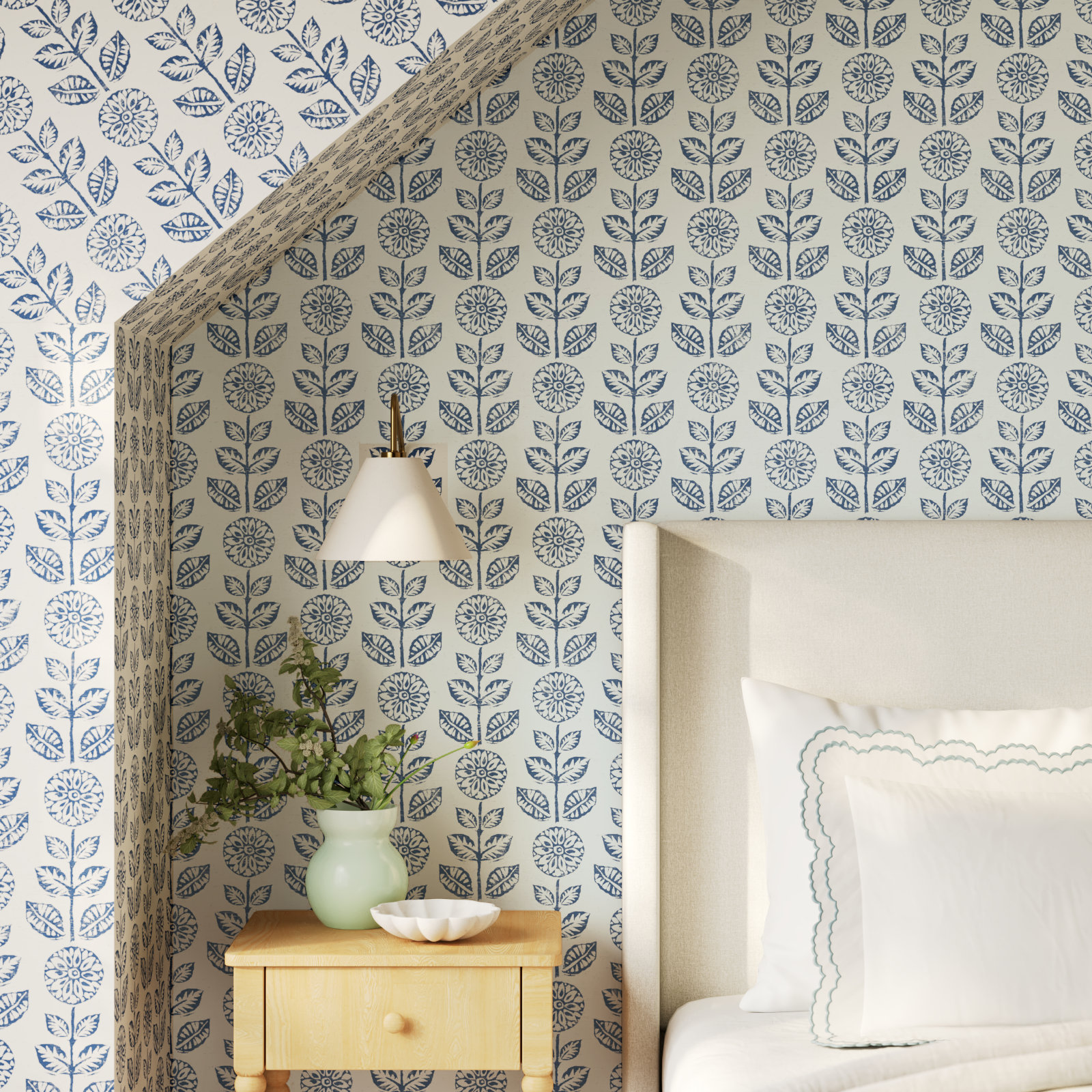 Sydney Folk Wallpaper Roll, Navy