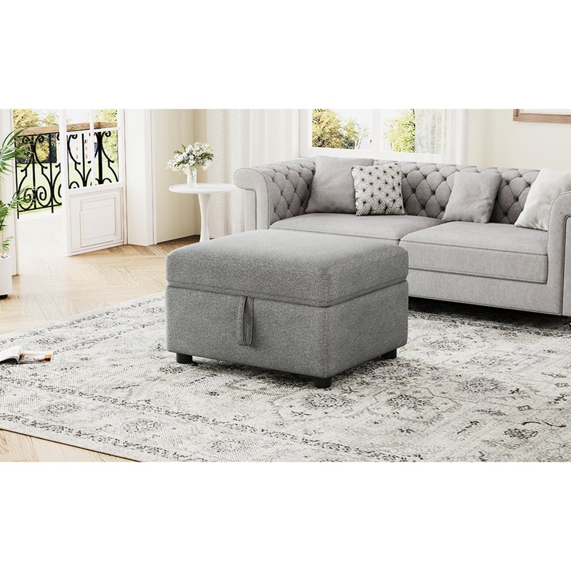 26.6" Movable Gray For Living And Bedroom, With Storage Soft Seating In Room Movable, Storage, Comfortable