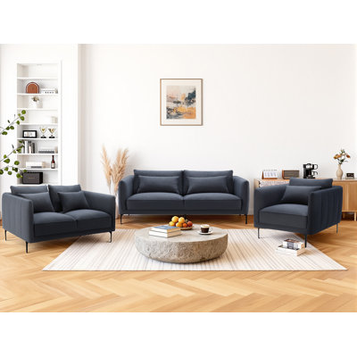 Rae 3 Piece Upholstered Living Room Set