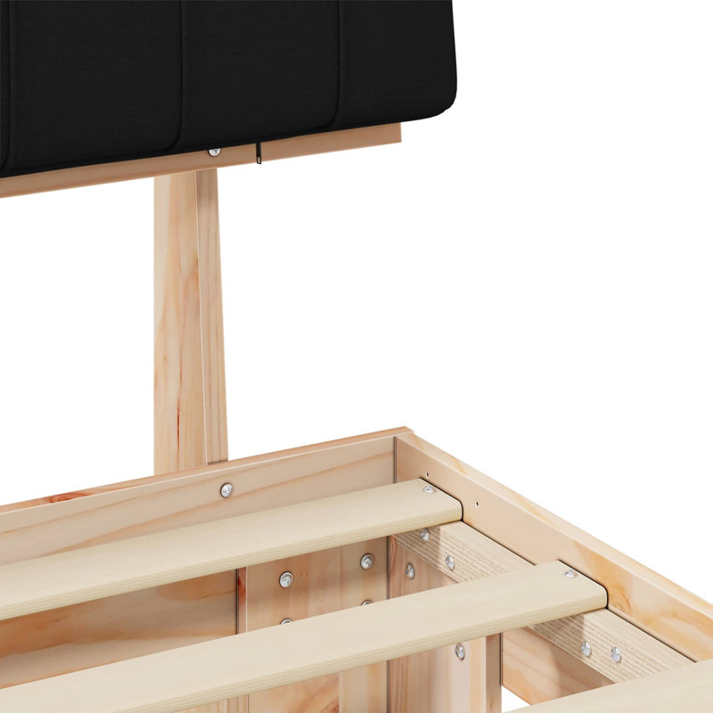 Solid Wood Bed, Natural/Black, Super King (6')