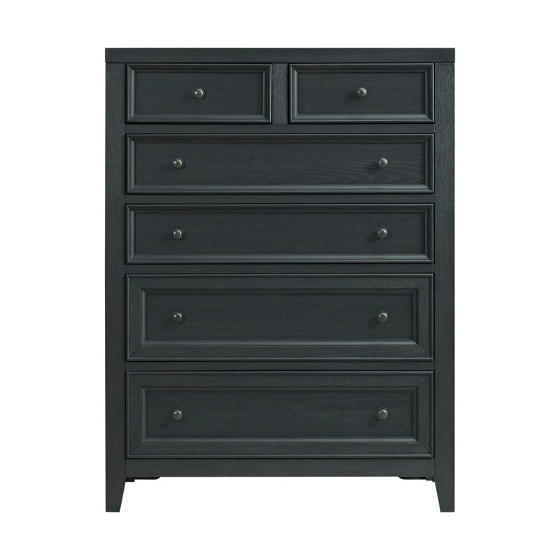 Commode 6 tiroirs, noire pour la maison, Noir