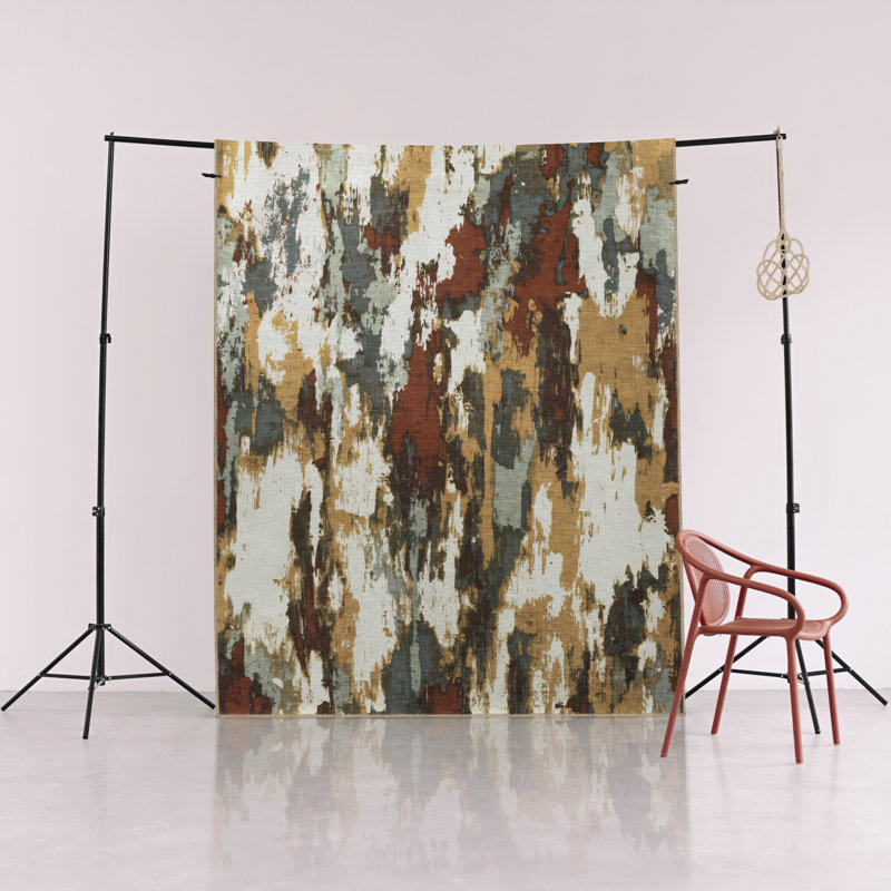 Light-Toned Multi-Colored Abstract Hereditary Patterned Creative Modern Decorative Rug, Rectangle 4'7.12" x 6'6.74"