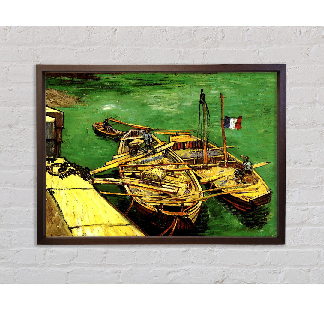 Van Gogh Quay With Men Unloading Sand Barges - Einzelbildrahmen Kunstdrucke auf Leinwand