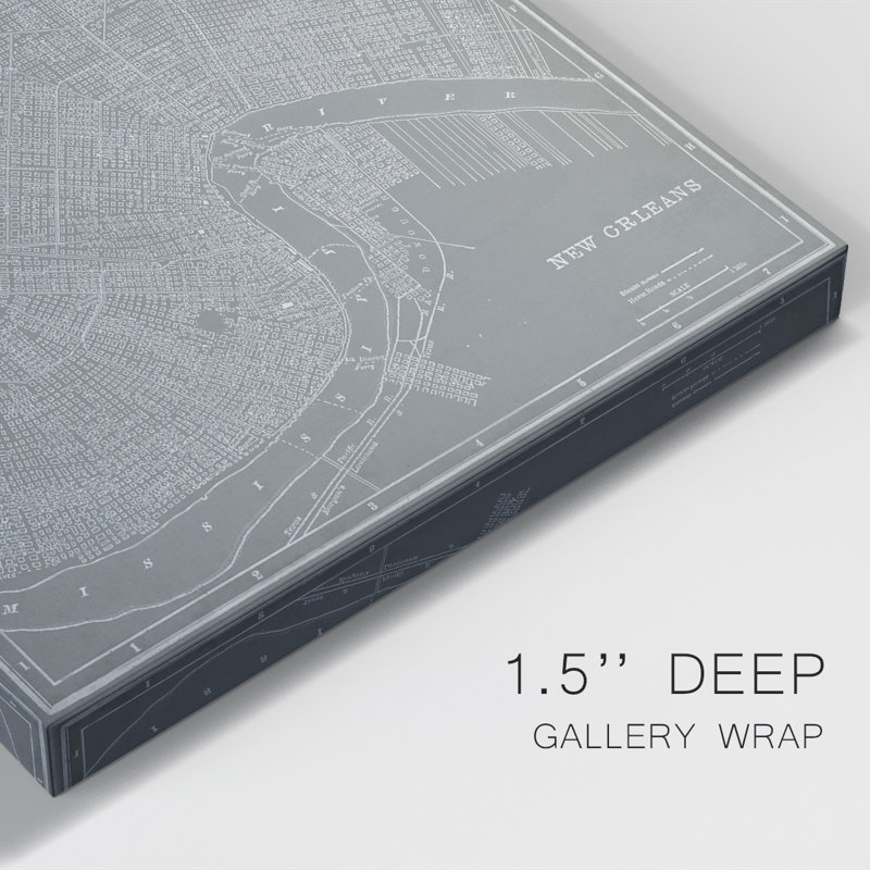 «City Map of New Orleans», impression sur toile tendue, L 16 po x H 27 po