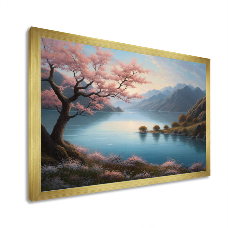 Naylene Cherry Blossom Trees par The Water III sur toile, H 16 po x l 32 po x P 1 po, Encadrement doré