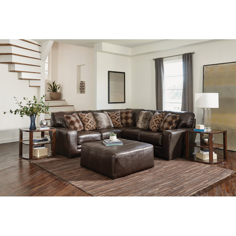 Andrienne 2 - Piece Top Grain Italian Leather Match Sectional, Brown Leather Match
