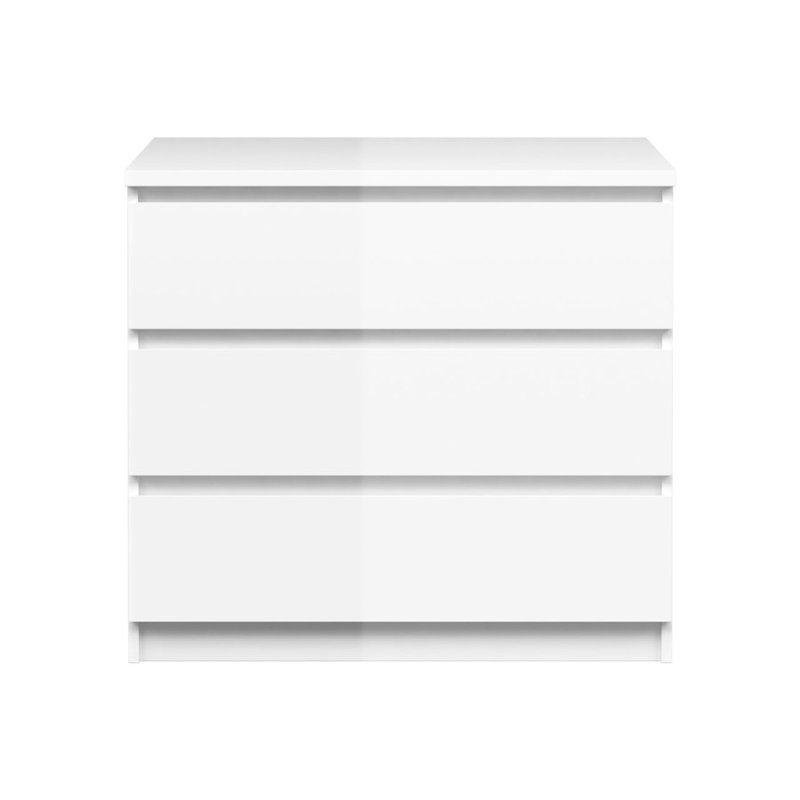 Paredes Chest Of Drawers With Three Drawers, Glossy White Color, 77 X 70 X 50 Cm