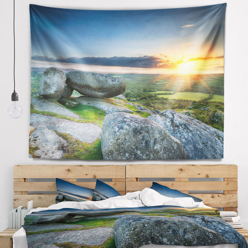Coucher de soleil à helman tor dans la tapisserie de cornouailles, H 32 po x l 39 po