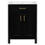 Meuble-lavabo 24 po avec lavabo en céramique - Meuble-lavabo moderne. Bois massif et fabrication. Armoire noire. Poignées dorées. 2 portes à fermeture en douceur. +-1978426824-1978426829