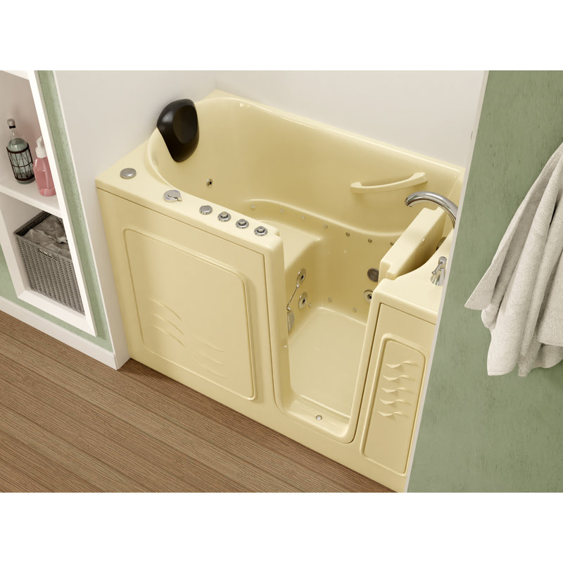 Therapeutic Tubs 30 in. x 53 in. Right Drain Quick Fill Walk-In Whirlpool and Air Tub with Powered Fast Drain in Biscuit