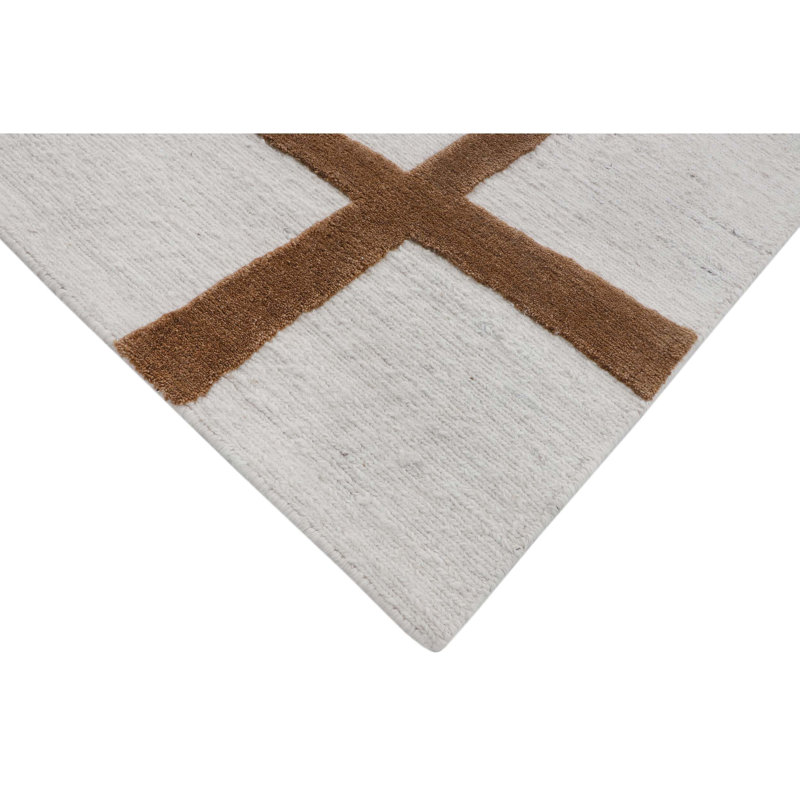 Geometric Area Rug in Ivory/Brown, Rectangle 8' x 10'